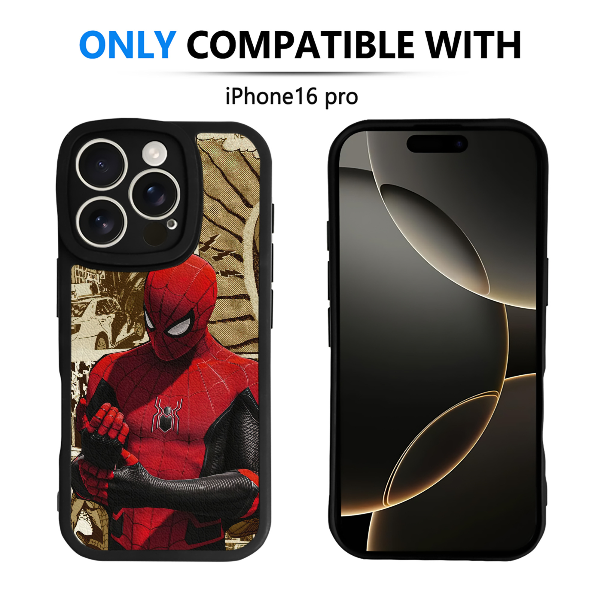 （画像用） Spider Man スパイダーマン 【iPhone 16シリーズ対応】シリコンスマホケース（レザー調） 材質：シリコン